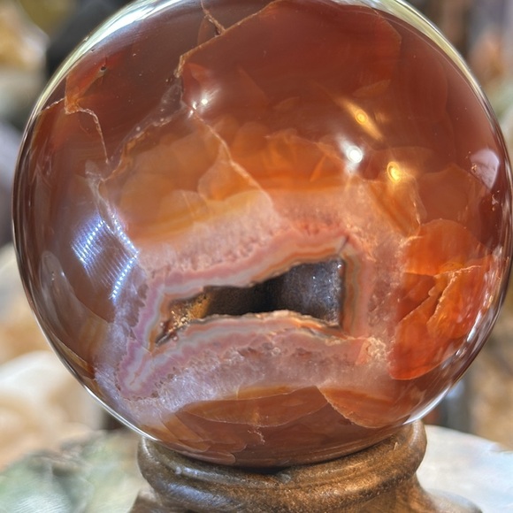 🎄SALE🎄Carnelian Crystal Sphere With Druzy! - Picture 3 of 9